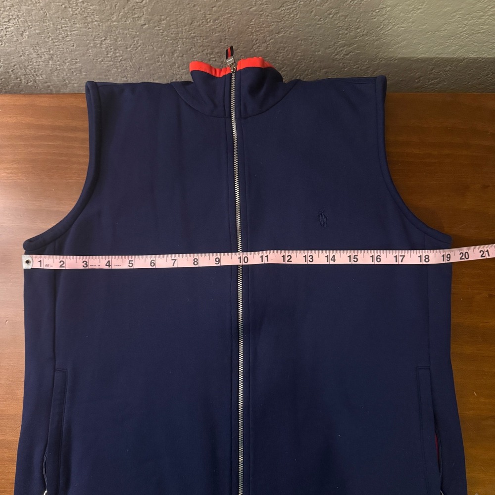 Ralph Lauren Golf Womens Navy Blue Red Full Zip Mock Neck Vest Large L Pony Logo - Picture 3 of 7